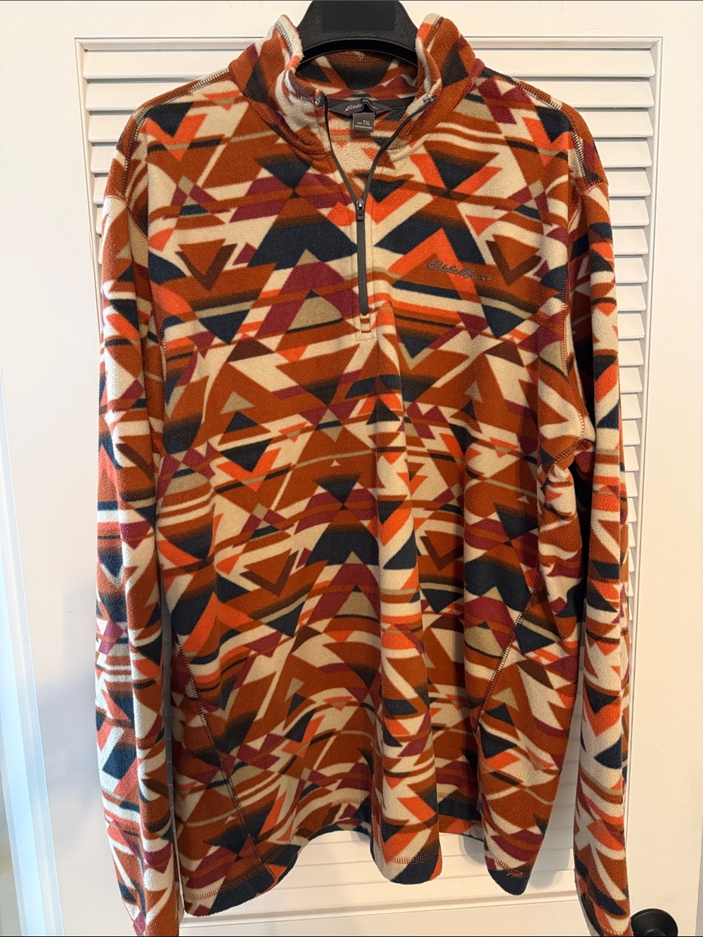 Columbia Geometric Pattern Fleece Quarter-Zip Pullover - Rust/Orange/Ivory